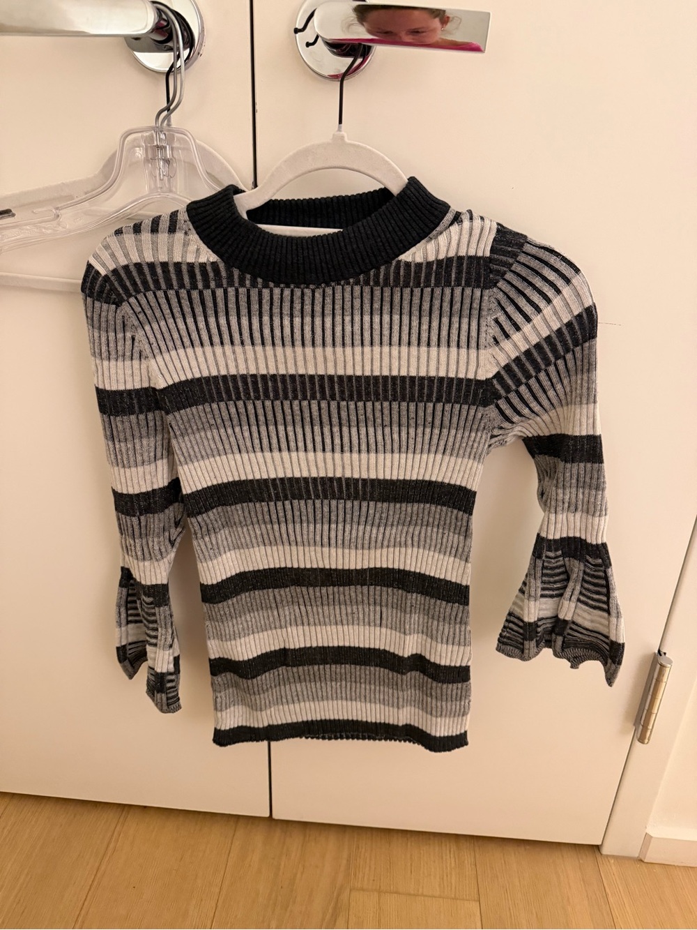 Striped Ribbed Knit Sweater Black & White Michael Stars - worn 1x